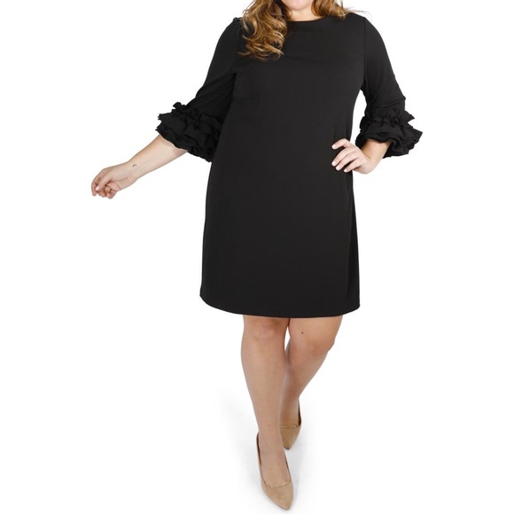 MAREE RUFFLED SLEEVE SHEATH DRESS - Picture 2 of 4